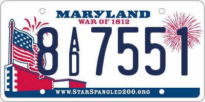 MD license plate 8AD7551