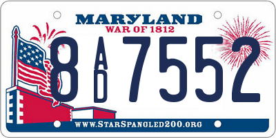 MD license plate 8AD7552