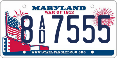 MD license plate 8AD7555