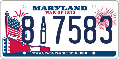 MD license plate 8AD7583