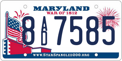 MD license plate 8AD7585
