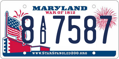 MD license plate 8AD7587