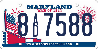 MD license plate 8AD7588