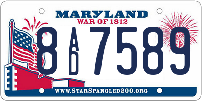 MD license plate 8AD7589