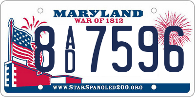 MD license plate 8AD7596