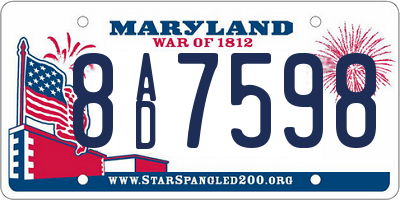 MD license plate 8AD7598