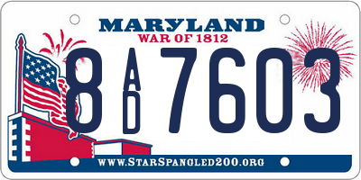 MD license plate 8AD7603