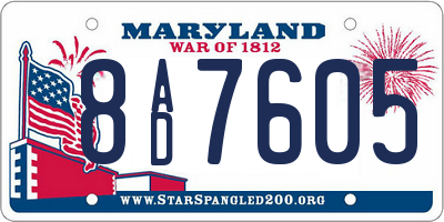 MD license plate 8AD7605