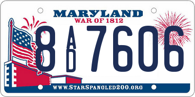 MD license plate 8AD7606