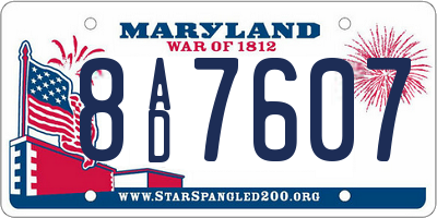 MD license plate 8AD7607