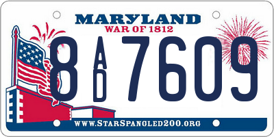 MD license plate 8AD7609