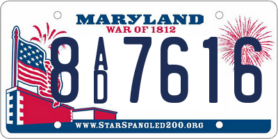 MD license plate 8AD7616