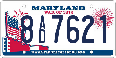 MD license plate 8AD7621