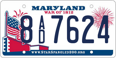 MD license plate 8AD7624