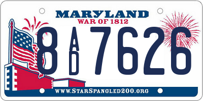 MD license plate 8AD7626