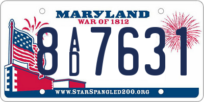 MD license plate 8AD7631
