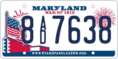 MD license plate 8AD7638