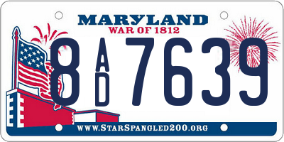 MD license plate 8AD7639