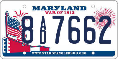 MD license plate 8AD7662