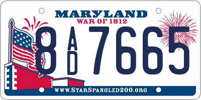 MD license plate 8AD7665