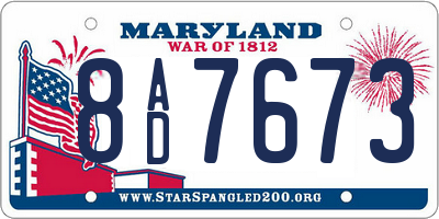 MD license plate 8AD7673