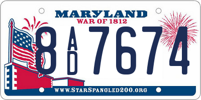 MD license plate 8AD7674