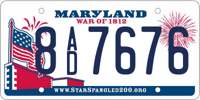 MD license plate 8AD7676