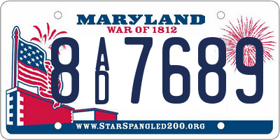 MD license plate 8AD7689