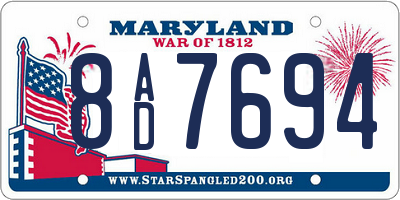 MD license plate 8AD7694