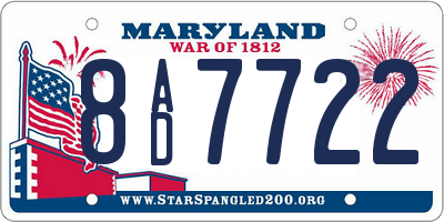 MD license plate 8AD7722