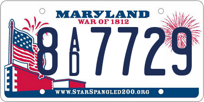 MD license plate 8AD7729