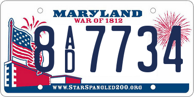 MD license plate 8AD7734