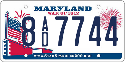 MD license plate 8AD7744
