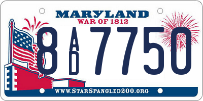 MD license plate 8AD7750