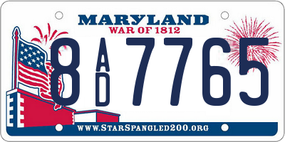 MD license plate 8AD7765