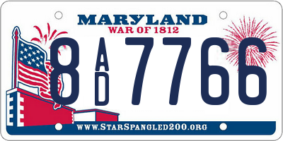 MD license plate 8AD7766