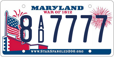 MD license plate 8AD7777