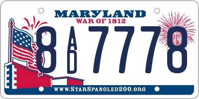 MD license plate 8AD7778