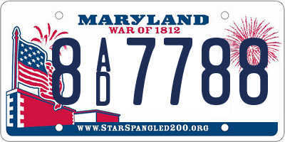MD license plate 8AD7788