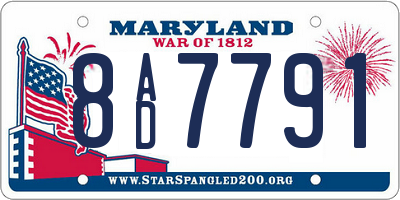 MD license plate 8AD7791