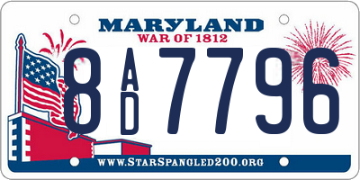 MD license plate 8AD7796
