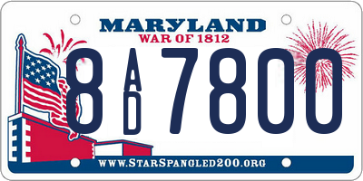 MD license plate 8AD7800