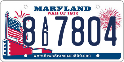 MD license plate 8AD7804