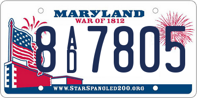 MD license plate 8AD7805