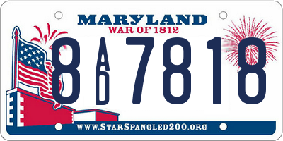 MD license plate 8AD7818