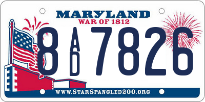 MD license plate 8AD7826
