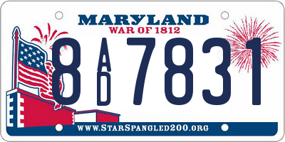 MD license plate 8AD7831