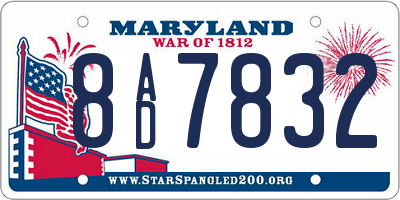 MD license plate 8AD7832
