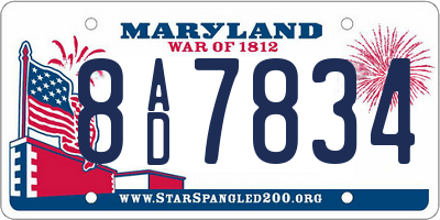 MD license plate 8AD7834