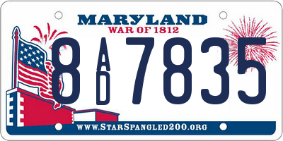 MD license plate 8AD7835